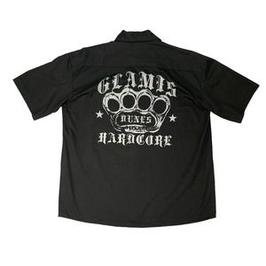 Glamis Dunes Hardcore Shirt Mens L Large Black Short Sleeve Button Up Ride On